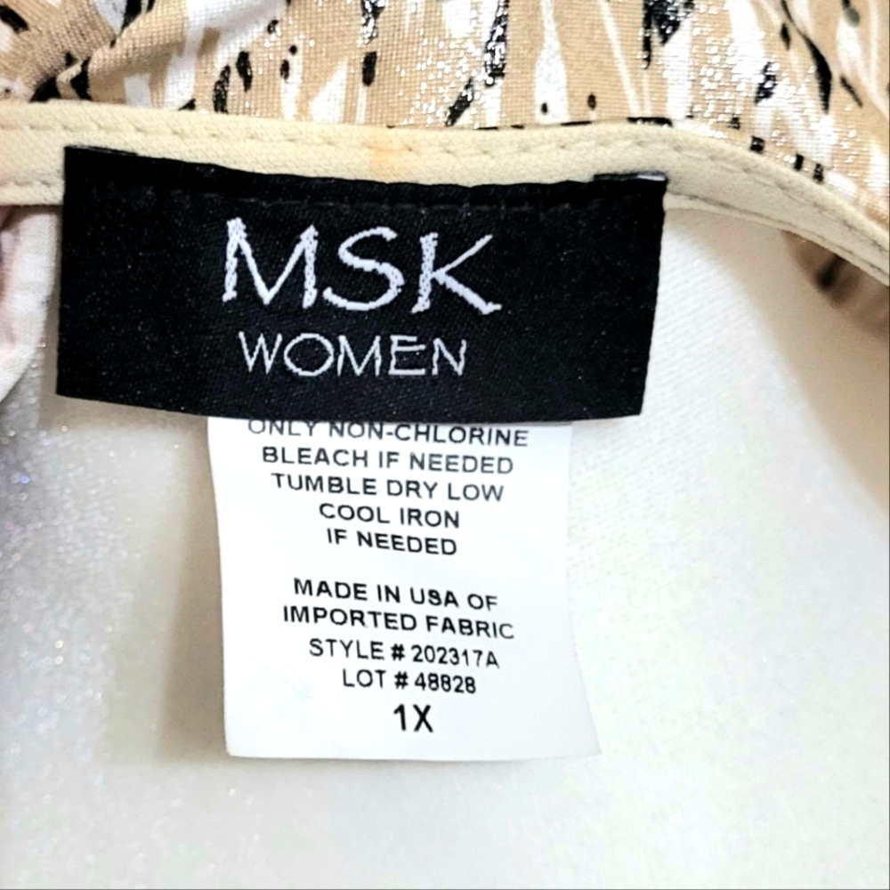 NWT MSK mock wrap, v-neck, sparkling blouse with sequin accents! Plus Sz 1x - Picture 10 of 13